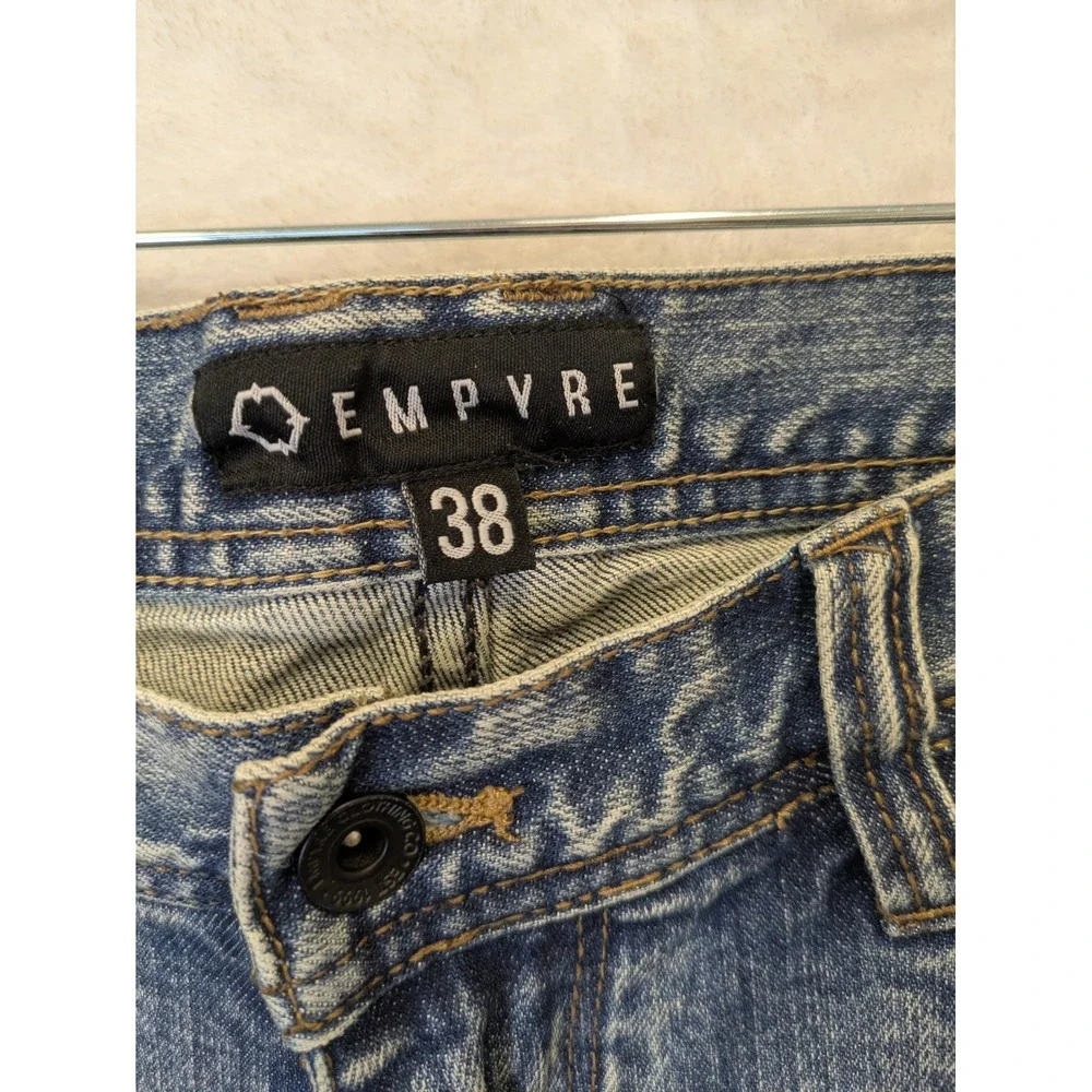 EMPYRE Men's Size 38x32 Distressed Blue‎ Denim Jeans